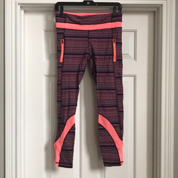 lululemon athletica Pants - Lululemon striped pocket Capri leggings